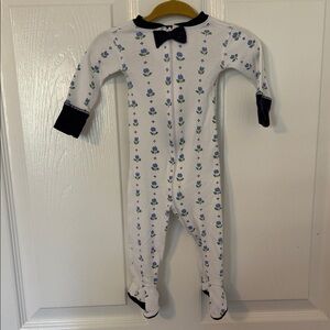 The Beaufort Bonnet Company Navy and White Floral Footie